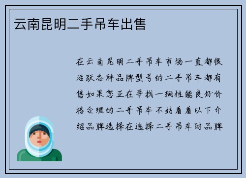 云南昆明二手吊车出售