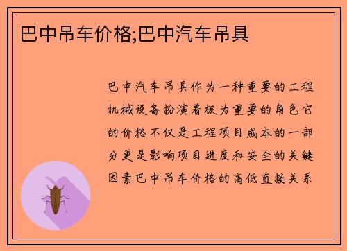 巴中吊车价格;巴中汽车吊具